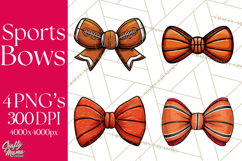 Sports Bows Clipart, Sports Bow PNG, Basketball Football Product Image 1