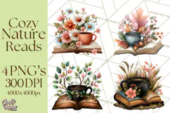Cozy Chapters Coffee Books Nature Clipart PNG Graphics Product Image 1