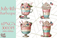 Patriotic Backyard BBQ Clipart and 4th of July Cookout Art Product Image 1