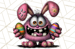 Funny Easter Monsters Clipart, Monster Easter PNG File Product Image 3