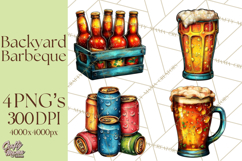 Summer BBQ Beer &amp; Grilling Clipart, Barbecue Png Files Product Image 1