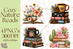 Cozy Chapters Coffee Books Nature Clipart PNG Graphics Product Image 1
