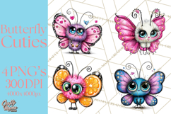 Cute Butterfly Characters Clipart, Spring Png Product Image 1