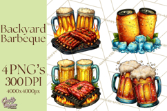Summer BBQ Beer &amp; Grilling Clipart, Barbecue Png Files Product Image 1