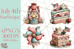 Patriotic Backyard BBQ Clipart and 4th of July Cookout Art Product Image 1