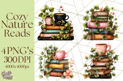Cozy Chapters Coffee Books Nature Clipart PNG Graphics Product Image 1