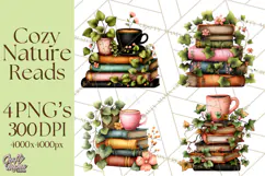 Cozy Chapters Coffee Books Nature Clipart PNG Graphics Product Image 1