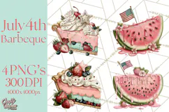 Patriotic Backyard BBQ Clipart and 4th of July Cookout Art Product Image 1