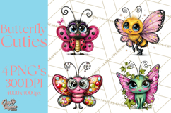 Cute Butterfly Characters Clipart, Spring Png Product Image 1