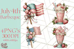 Patriotic Backyard BBQ Clipart and 4th of July Cookout Art Product Image 1
