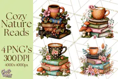Cozy Chapters Coffee Books Nature Clipart PNG Graphics Product Image 1