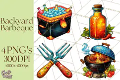 Summer BBQ Beer & Grilling Clipart, Barbecue Png Files Product Image 1
