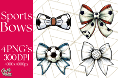 Sports Bows Clipart, Sports Bow PNG, Volleyball Soccer Product Image 1