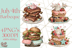 Patriotic Backyard BBQ Clipart and 4th of July Cookout Art Product Image 1
