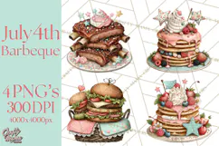 Patriotic Backyard BBQ Clipart and 4th of July Cookout Art Product Image 1