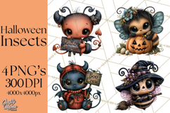 Cute Halloween Insects Clipart PNG Product Image 1