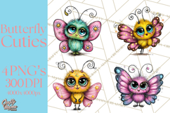 Cute Butterfly Characters Clipart, Spring Png Product Image 1