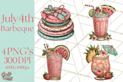Patriotic Backyard BBQ Clipart and 4th of July Cookout Art Product Image 1