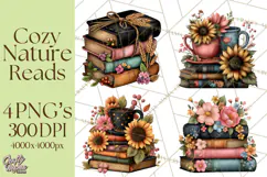 Cozy Chapters Coffee Books Nature Clipart PNG Graphics Product Image 1
