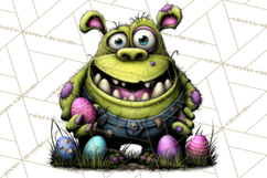 Funny Easter Monsters Clipart, Monster Easter PNG File Product Image 2
