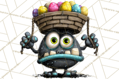 Funny Easter Monsters Clipart, Monster Easter PNG File Product Image 3