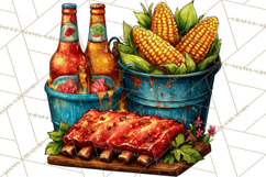 Summer BBQ Beer &amp; Grilling Clipart, Barbecue Png Files Product Image 5