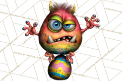 Funny Easter Monsters Clipart, Monster Easter PNG File Product Image 5