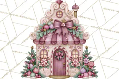 Sugarplum Christmas Village PNG PNG, Pastel Christmas Homes Product Image 2