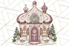 Sugarplum Christmas Village PNG PNG, Pastel Christmas Homes Product Image 4