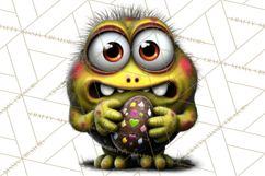 Funny Easter Monsters Clipart, Monster Easter PNG File Product Image 3