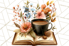 Cozy Chapters Coffee Books Nature Clipart PNG Graphics Product Image 2