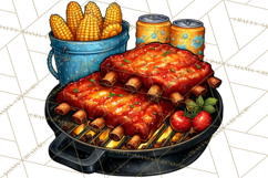 Summer BBQ Beer &amp; Grilling Clipart, Barbecue Png Files Product Image 3