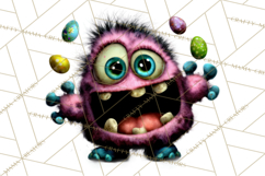 Funny Easter Monsters Clipart, Monster Easter PNG File Product Image 5