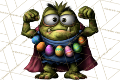 Funny Easter Monsters Clipart, Monster Easter PNG File Product Image 2