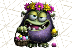 Funny Easter Monsters Clipart, Monster Easter PNG File Product Image 3