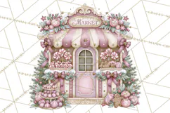 Sugarplum Christmas Village PNG PNG, Pastel Christmas Homes Product Image 2