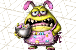 Funny Easter Monsters Clipart, Monster Easter PNG File Product Image 3