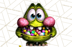 Funny Easter Monsters Clipart, Monster Easter PNG File Product Image 4