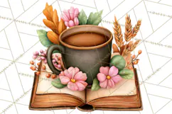 Cozy Chapters Coffee Books Nature Clipart PNG Graphics Product Image 3