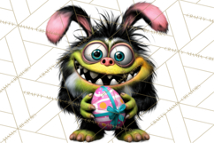 Funny Easter Monsters Clipart, Monster Easter PNG File Product Image 4