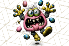 Funny Easter Monsters Clipart, Monster Easter PNG File Product Image 5