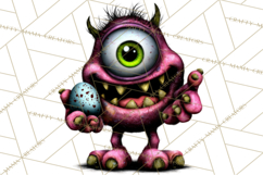 Funny Easter Monsters Clipart, Monster Easter PNG File Product Image 2