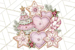 Sugarplum Christmas Village PNG PNG, Pastel Christmas Homes Product Image 4