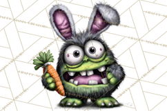 Funny Easter Monsters Clipart, Monster Easter PNG File Product Image 4