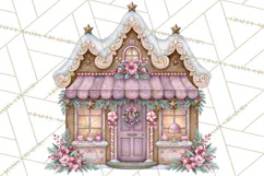 Sugarplum Christmas Village PNG PNG, Pastel Christmas Homes Product Image 5