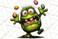 Funny Easter Monsters Clipart, Monster Easter PNG File Product Image 2