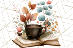 Cozy Chapters Coffee Books Nature Clipart PNG Graphics Product Image 4