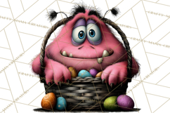Funny Easter Monsters Clipart, Monster Easter PNG File Product Image 5