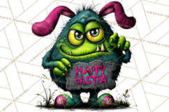 Funny Easter Monsters Clipart, Monster Easter PNG File Product Image 3