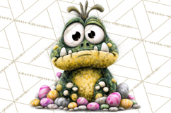 Funny Easter Monsters Clipart, Monster Easter PNG File Product Image 5